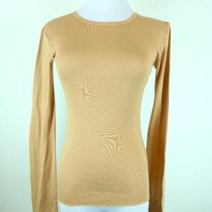 SHARON SEGAL orange pima cotton micro modal long sleeve t top NEW